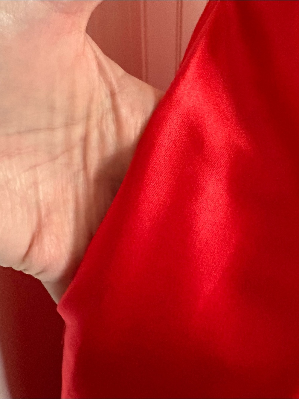 Red Satin A-Line Spaghetti Strap Evening Gown with Criss Cross Back - Picture 4 of 9